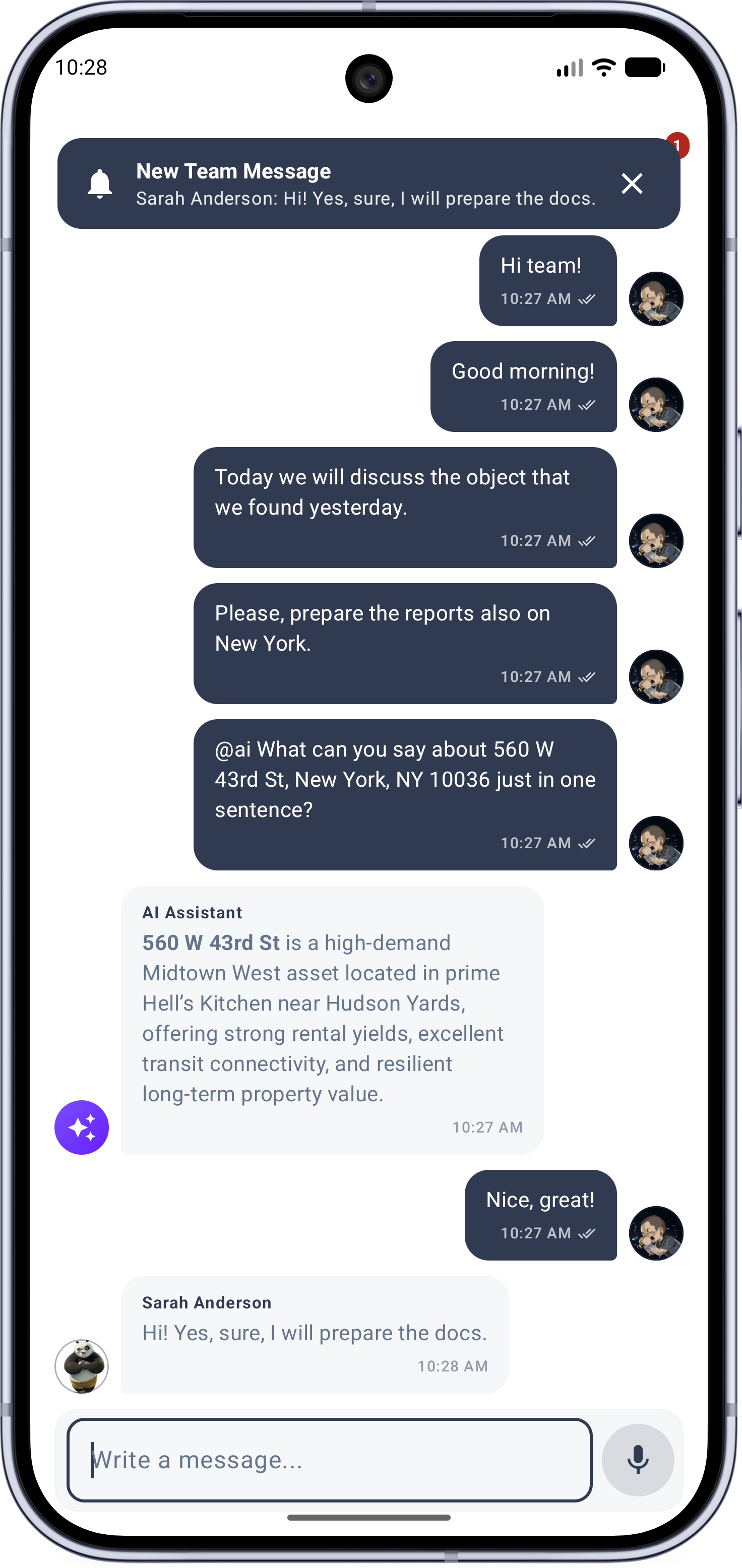AI Estate Mobile App Workspace Interface